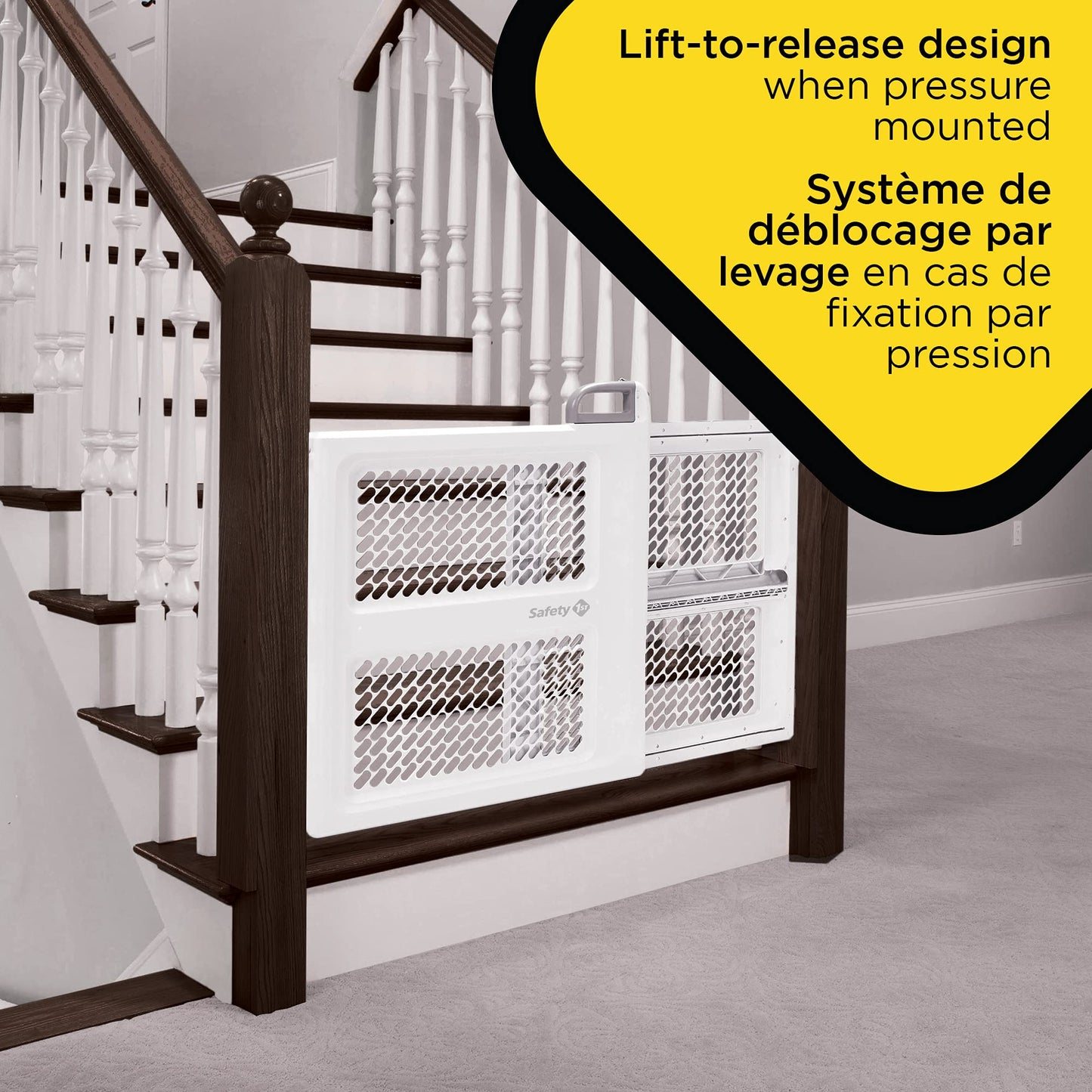 Safety 1st Lift, Lock and Swing Gate - Pressure or Hardware installed, Fits Spaces Between 28" and 42" Wide, 28" Tall, White