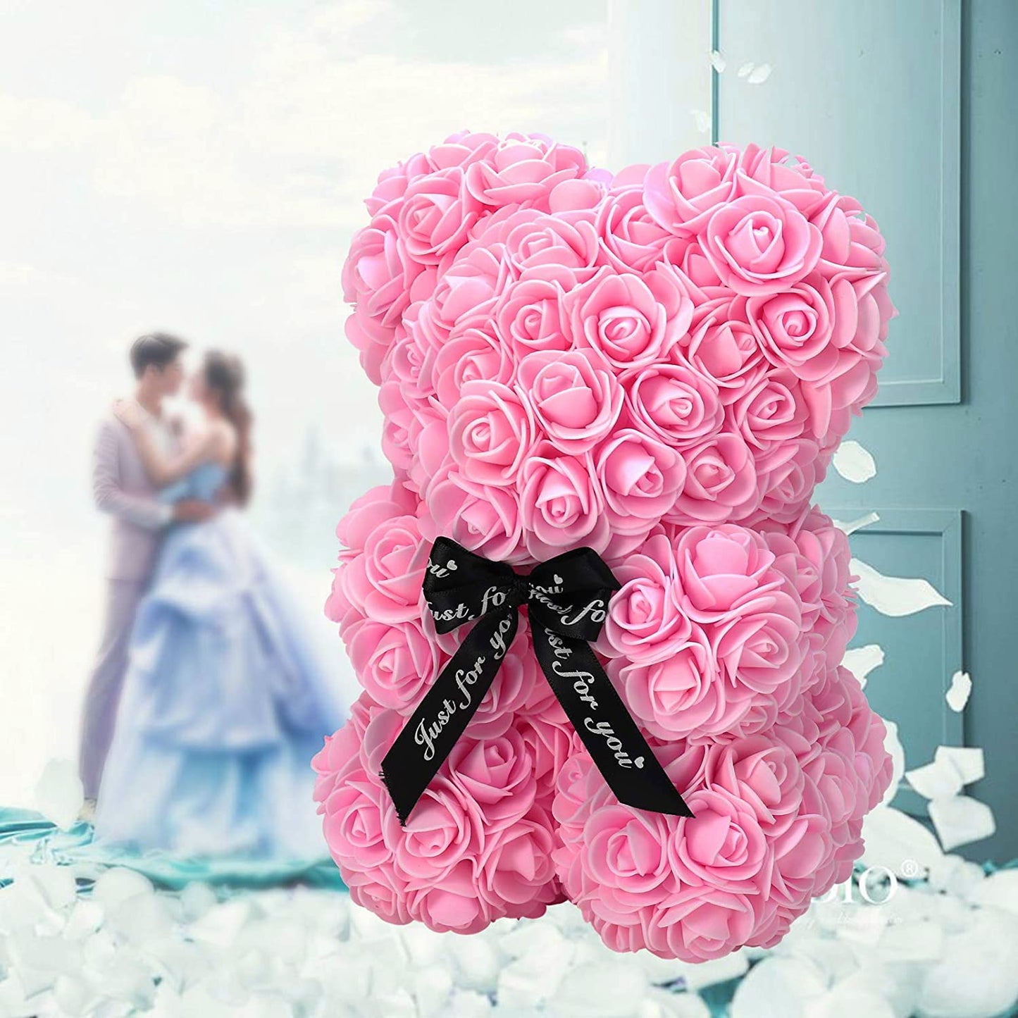 Rose Foam Flower Teddy Bear Cub with Box – The Perfect Gift for Him and Her for Valentine's Day, Mother's Day, Birthday, Wedding, or Anniversary