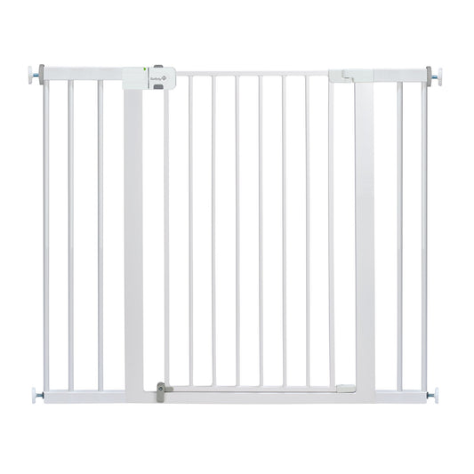 Safety 1st SecureTech Tall & Wide Pressure-Installed Metal Gate with SecureTech Locking Handle - Fits 29-47" Wide, 36" Tall, Includes 2 Extension Panels And 4 Wall Cups, Great For Babies And Pets, White