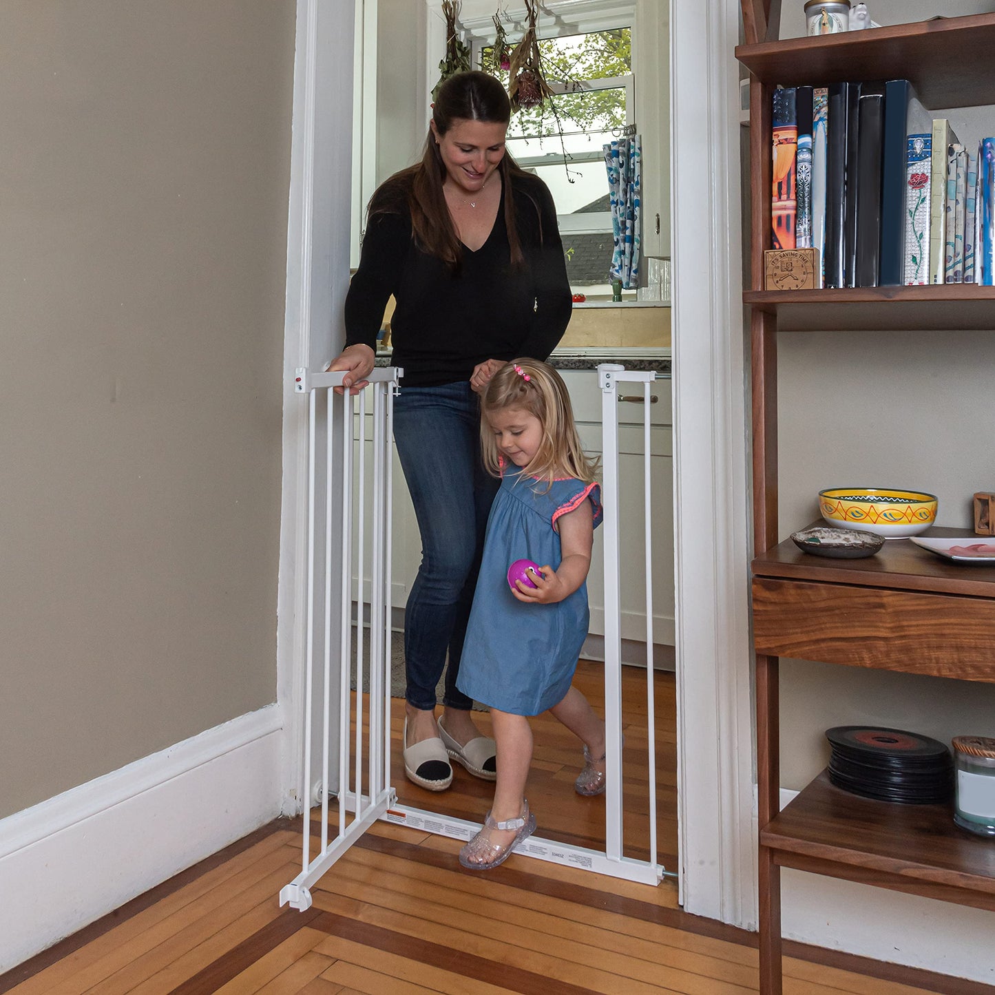 Summer Infant Everywhere Extra Tall Walk-Thru Safety Baby Gate, Fits Openings 28.75-39.75” Wide, White Metal, For Doorways and Stairways, 36” Tall