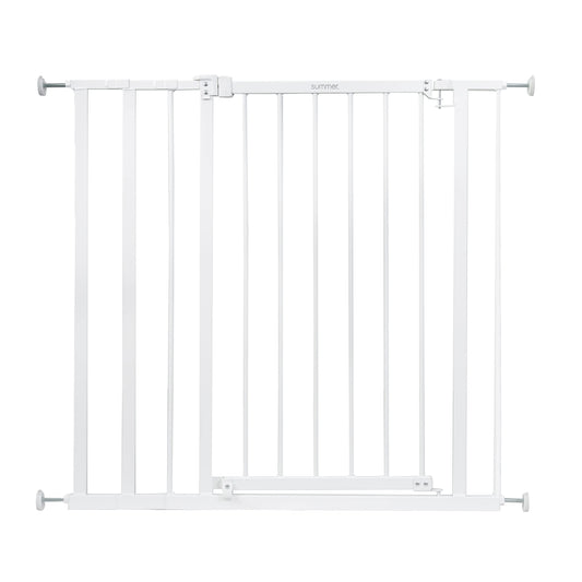 Summer Infant Everywhere Extra Tall Walk-Thru Safety Baby Gate, Fits Openings 28.75-39.75” Wide, White Metal, For Doorways and Stairways, 36” Tall