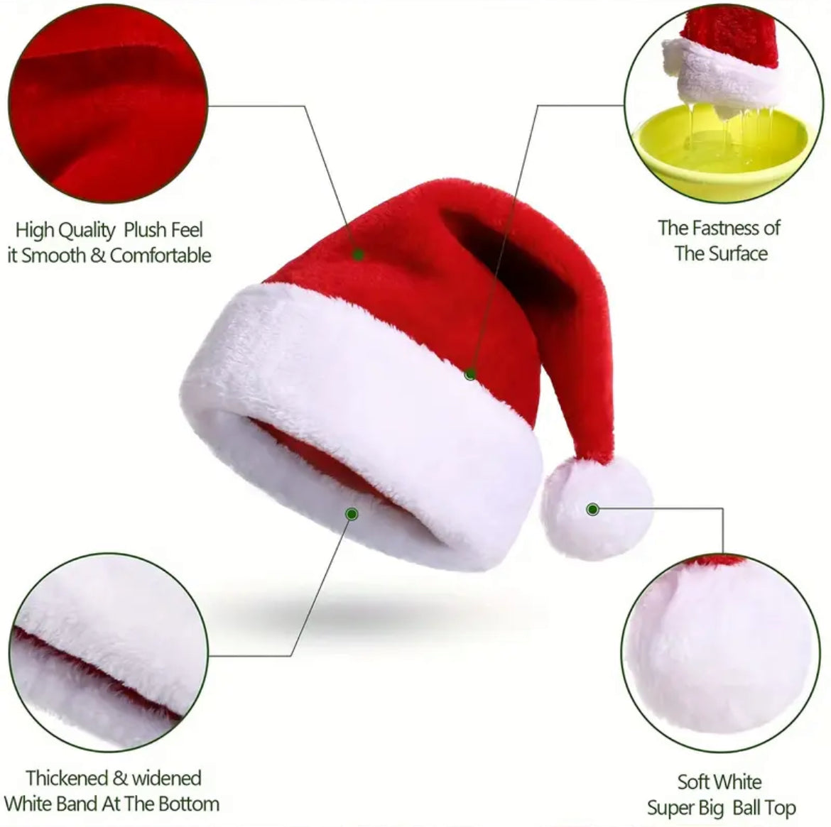 Christmas Santa Hat Thickened, Enlarged Long Plush, Breathable Decoration & Clothing, Holiday Gift Idea for Children and Adults