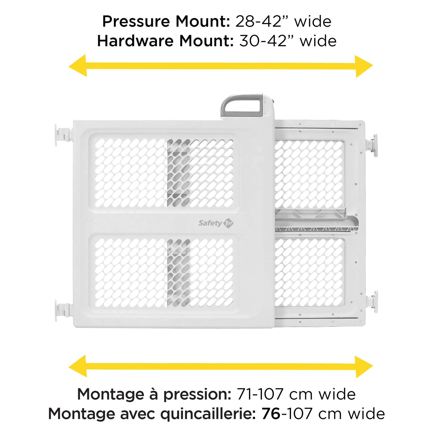 Safety 1st Lift, Lock and Swing Gate - Pressure or Hardware installed, Fits Spaces Between 28" and 42" Wide, 28" Tall, White