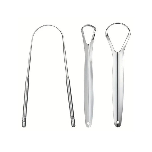 Stainless Steel Tongue Scraper Set - Portable Tongue Cleaner for Adults - Effectively Removes Bacteria and Plaque - Easy to Use and Clean