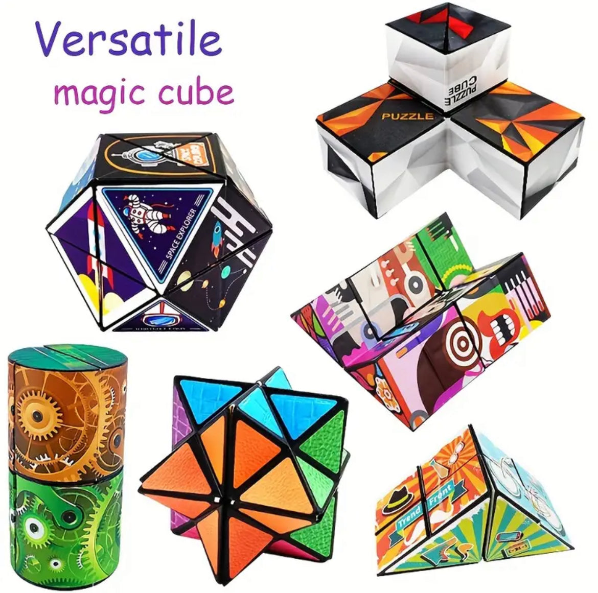 Infinity Magic Cube - 3D Hexagon Puzzle for Youngsters, Space Geometry Flip Toy, Brain Boost & Relax, Mixed Colors, ABS Material