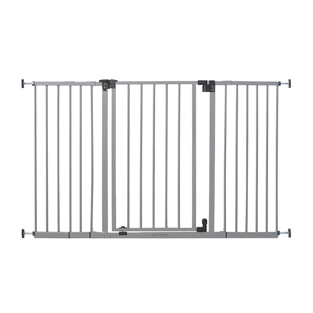 Summer Infant Secure Space Extra Wide Safety Baby Gate, Fits Openings 28.5'-52', Slate Gray Metal Finish, for Doorways and Stairways, 30” Tall Walk-Through for Baby and Pet