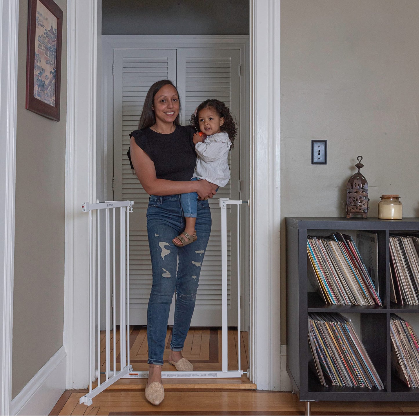 Summer Infant Everywhere Extra Tall Walk-Thru Safety Baby Gate, Fits Openings 28.75-39.75” Wide, White Metal, For Doorways and Stairways, 36” Tall