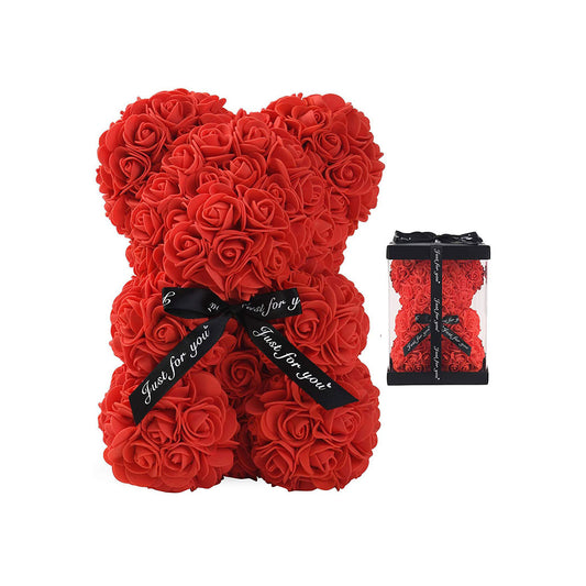 Rose Foam Flower Teddy Bear Cub with Box – The Perfect Gift for Him and Her for Valentine's Day, Mother's Day, Birthday, Wedding, or Anniversary