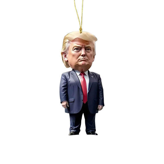 Trump-Inspired Acrylic Christmas Decoration Ornaments for Car and Tree, Holiday Gift Idea