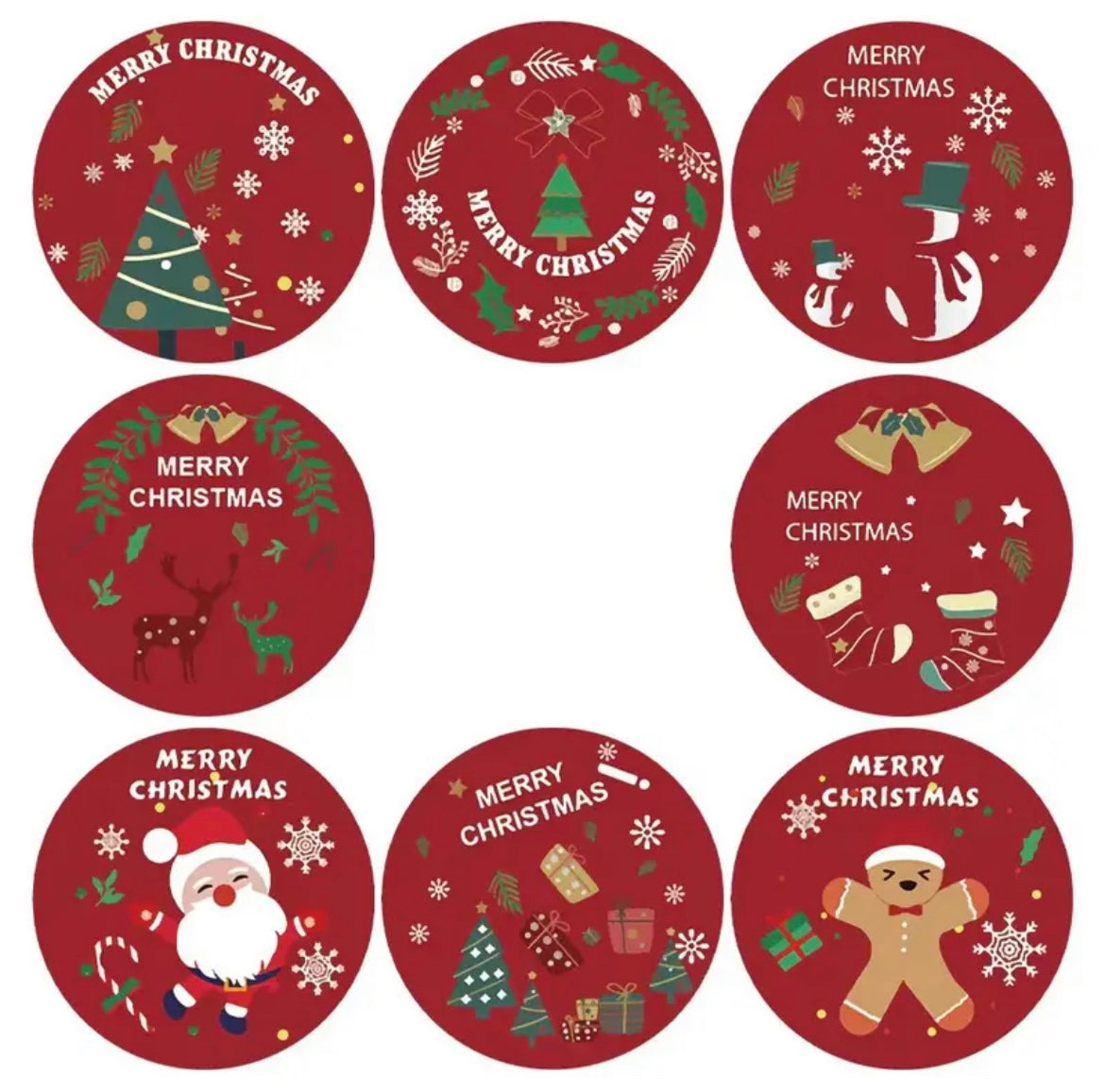 500pcs, Merry Christmas Stickers Christmas Theme Seal Labels Stickers For DIY Gift Baking Package Envelope Stationery Decor